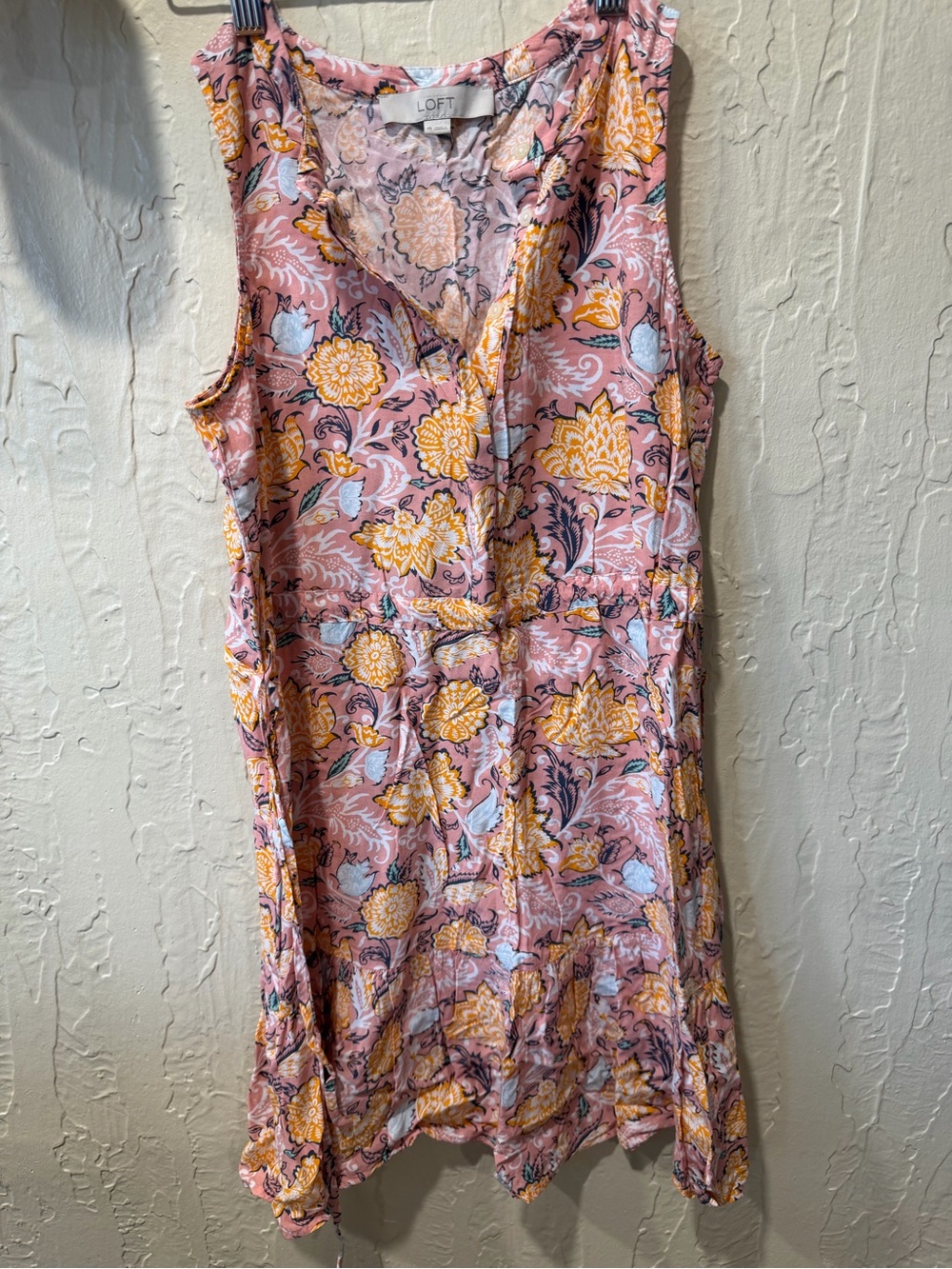LOFT Pink Floral Sleeveless Dress